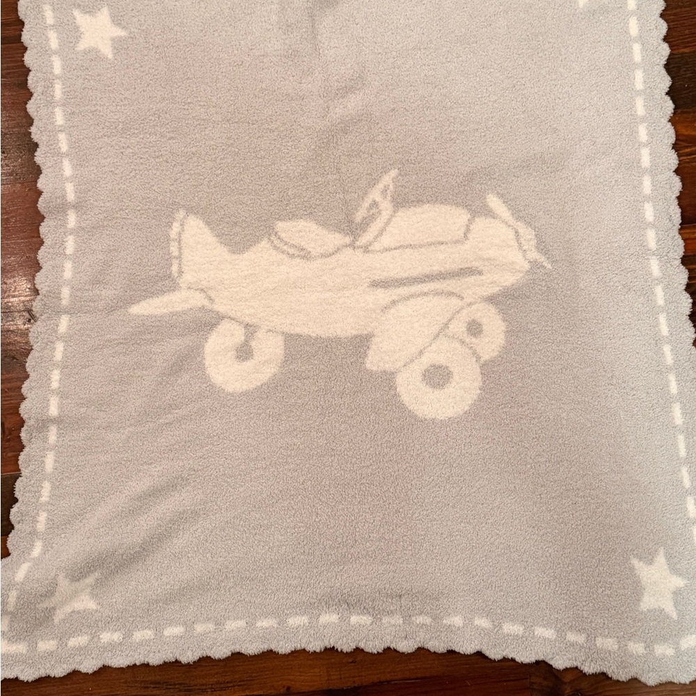 Barefoot Dreams Gray and Cream Kids Blanket
